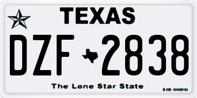 TX license plate DZF2838