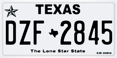 TX license plate DZF2845