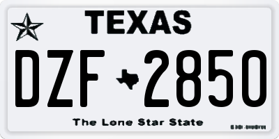 TX license plate DZF2850