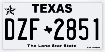 TX license plate DZF2851