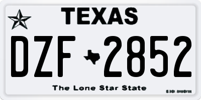 TX license plate DZF2852