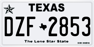 TX license plate DZF2853