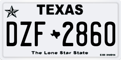 TX license plate DZF2860