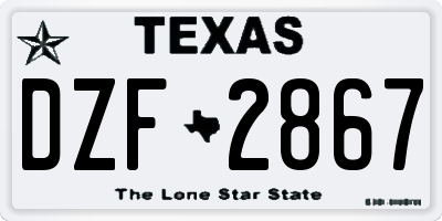 TX license plate DZF2867