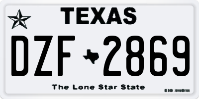 TX license plate DZF2869