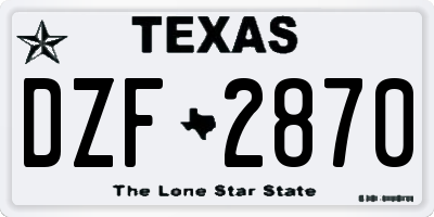 TX license plate DZF2870