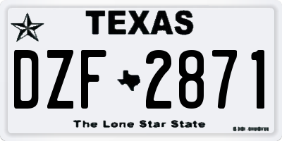 TX license plate DZF2871
