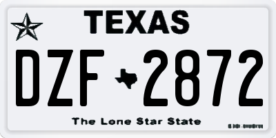 TX license plate DZF2872
