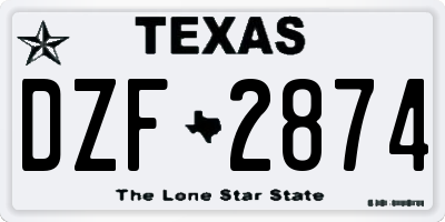TX license plate DZF2874