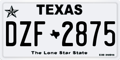 TX license plate DZF2875