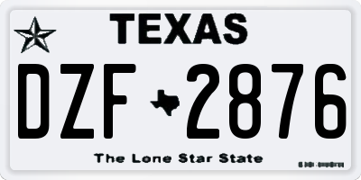 TX license plate DZF2876