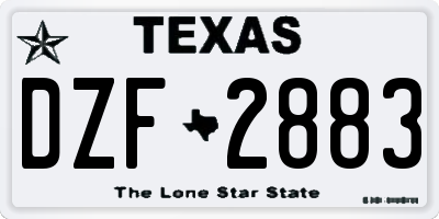 TX license plate DZF2883