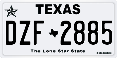 TX license plate DZF2885