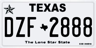 TX license plate DZF2888