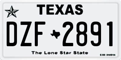 TX license plate DZF2891