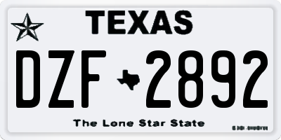 TX license plate DZF2892