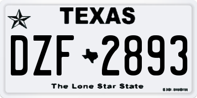 TX license plate DZF2893