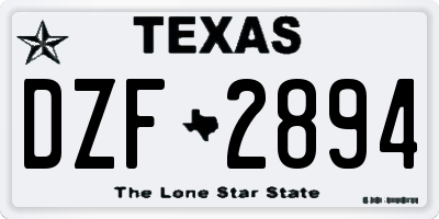TX license plate DZF2894