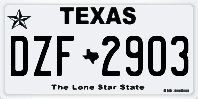 TX license plate DZF2903