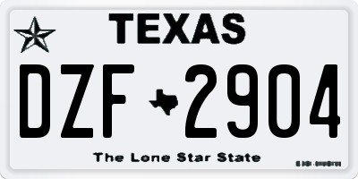 TX license plate DZF2904