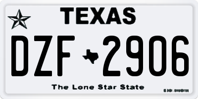 TX license plate DZF2906