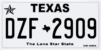 TX license plate DZF2909