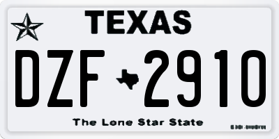 TX license plate DZF2910