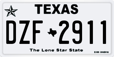 TX license plate DZF2911