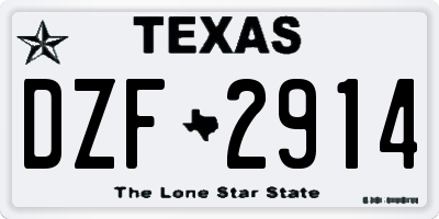 TX license plate DZF2914