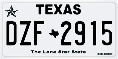 TX license plate DZF2915
