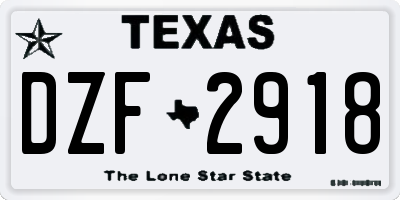 TX license plate DZF2918