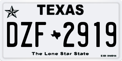 TX license plate DZF2919