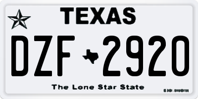 TX license plate DZF2920