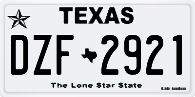 TX license plate DZF2921