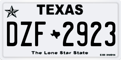 TX license plate DZF2923