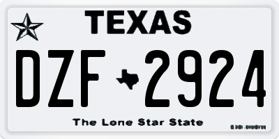 TX license plate DZF2924