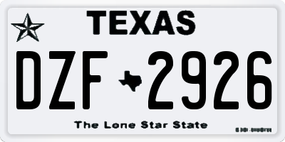TX license plate DZF2926