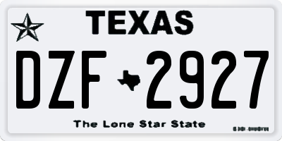 TX license plate DZF2927