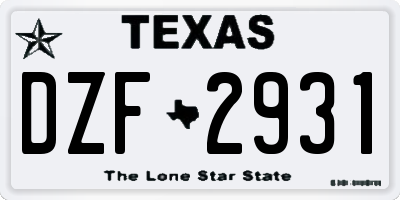 TX license plate DZF2931