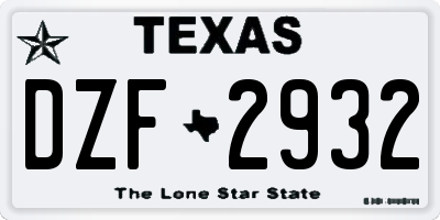 TX license plate DZF2932