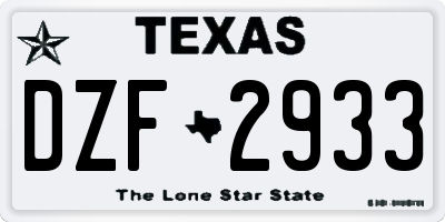 TX license plate DZF2933