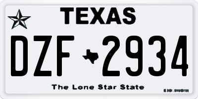 TX license plate DZF2934