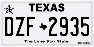 TX license plate DZF2935