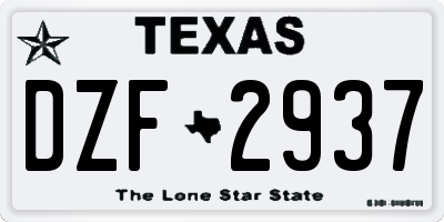 TX license plate DZF2937