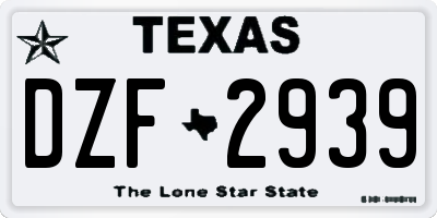 TX license plate DZF2939
