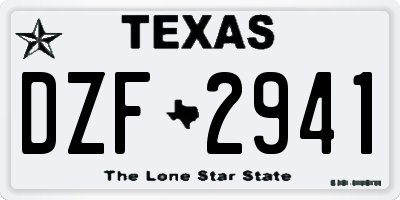 TX license plate DZF2941