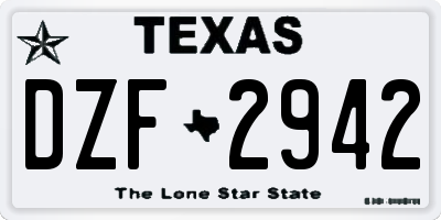 TX license plate DZF2942