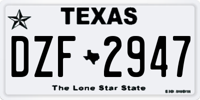 TX license plate DZF2947