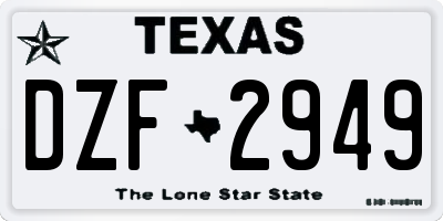 TX license plate DZF2949