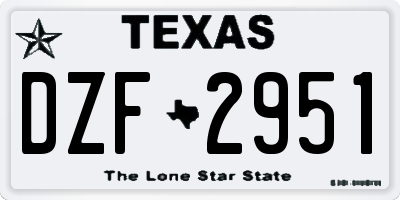 TX license plate DZF2951